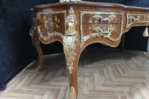 Barock Schreibtisch Antik Stil 200x110 Skai beige LouisXV MoSr0605Be – Bild 5