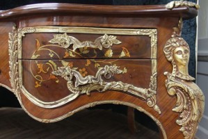 Barock Schreibtisch Antik Stil 200x110 Skai beige LouisXV MoSr0605Be – Bild 2